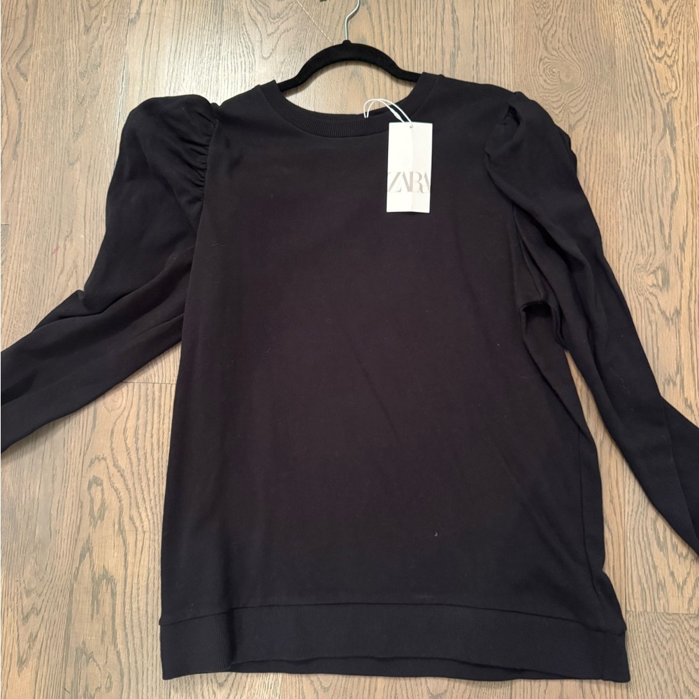 Zara Black Puff Sleeve Sweatshirt